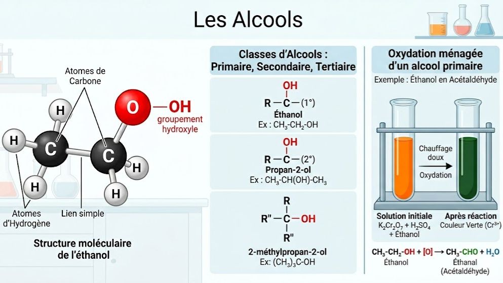 Tout savoir sur les Alcools en Chimie Organique  (Physique-Chimie Terminale C & D - CI)