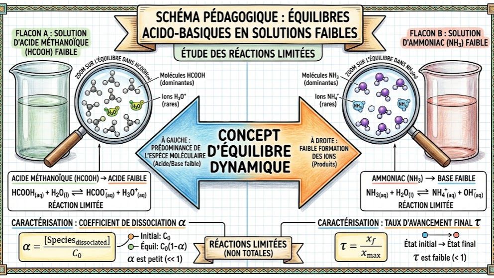 Acides Faibles, Bases Faibles et Équilibre Chimique  (Physique-Chimie Terminale C & D - CI)