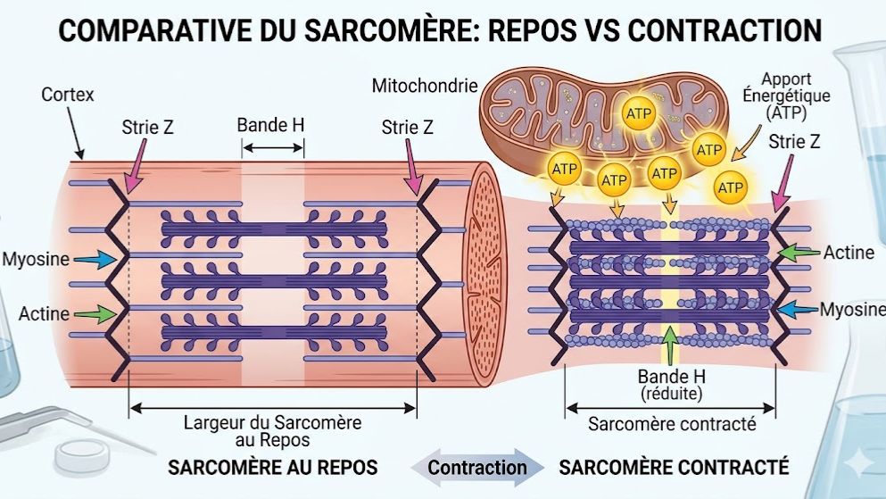 Le fonctionnement du muscle strié squelettique : Contraction, Énergie et Sarcomère (SVT Terminale D & C)