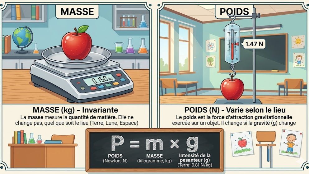 Physique-Chimie (3ème) : Masse et Poids : Maîtriser les Fondamentaux de la Mécanique