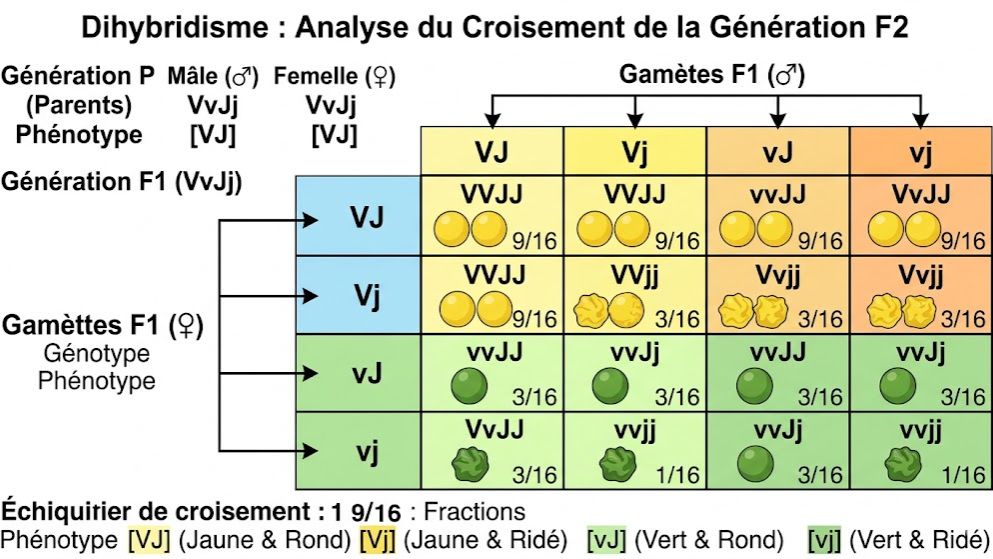 La transmission de deux caractères héréditaires : Le Dihybridisme (SVT Terminale D & C)